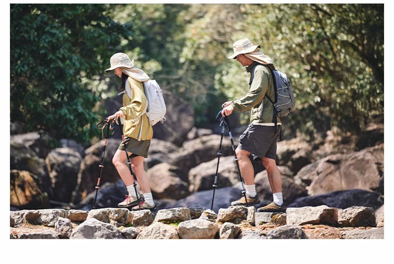 Naturehike Folding Trekking Pole Foldable Walking Stick for Walk Climbing Retractable 3 Sections Telescopic 6061 Aluminum Alloy