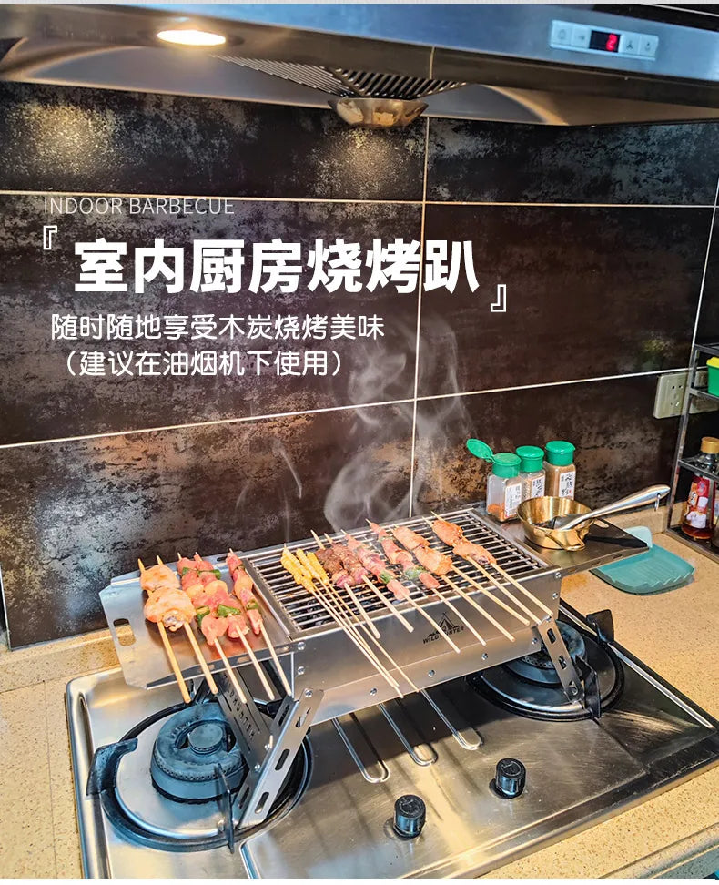 Portable Outdoor Folding BBQ Stainless Steel Charcoal Barbecue Grill for Camping and Picnics