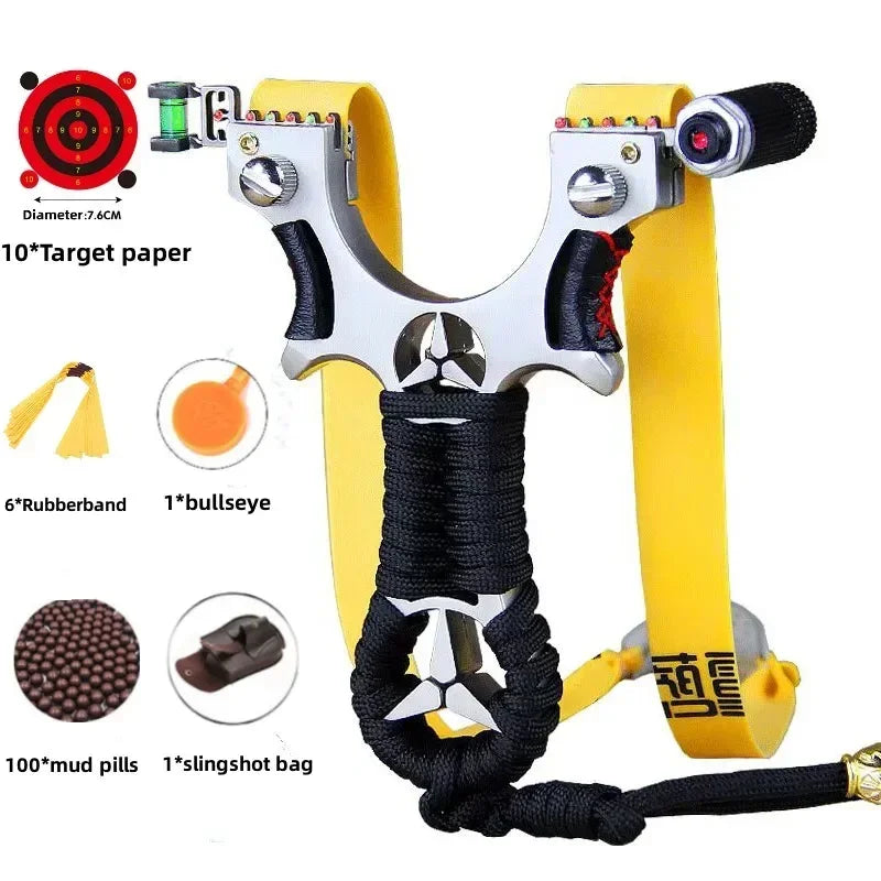 High Quality Outdoor Hunting Shooting Alloy Slingshot with Quality Rubber Band Professional Shooting Game Catapult Tirachinas