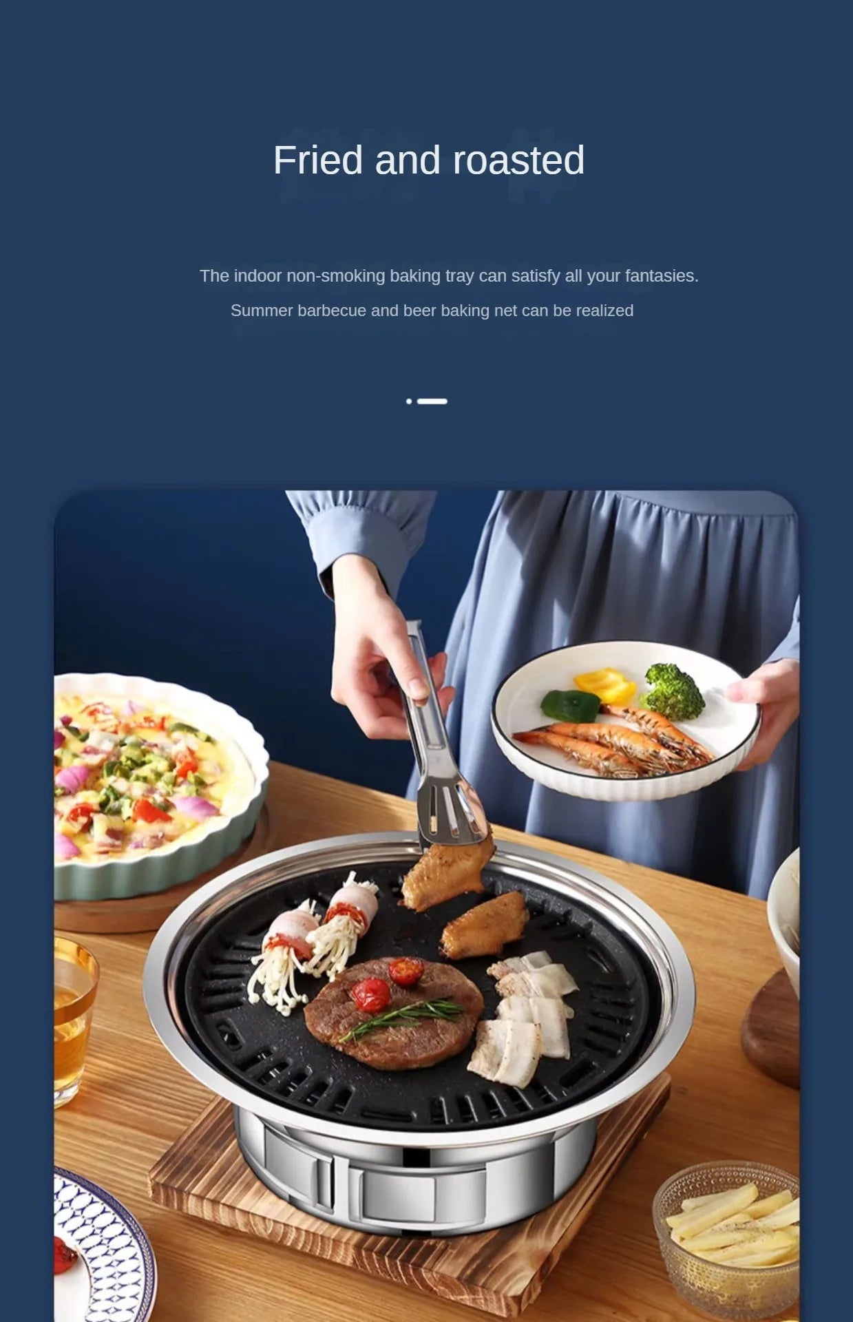 Stainless Steel Korean Barbecue Grill Round Household Commercial Camping Party Charcoal Grill Portable Charcoal Barbecue Grill