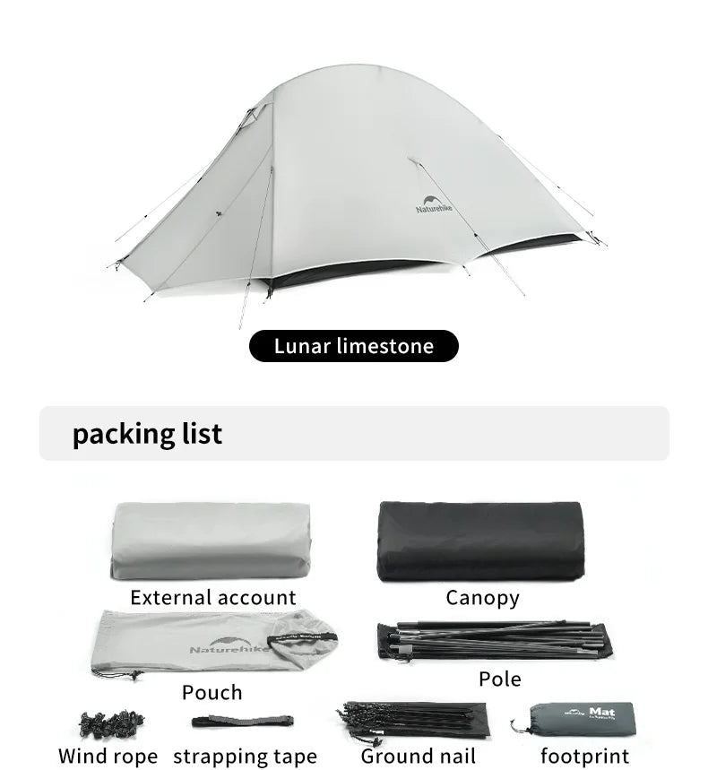 Naturehike Cloud Up Outdoor Camping Tent Ultralight 2 Person 15D Silica Gel Double Layer Backpack Tent Hiking With Free Mat