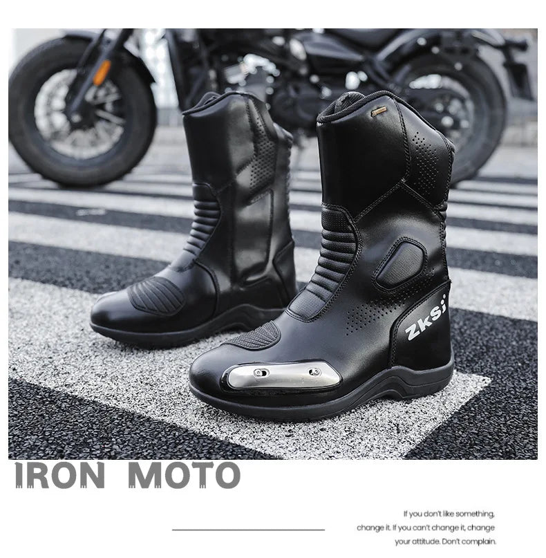Motorcycle Shoes Full Leather Motocross Boots with Shifter Guard Cafe Boots Enduro Boots for Touring&hiking Moto Protection Gear