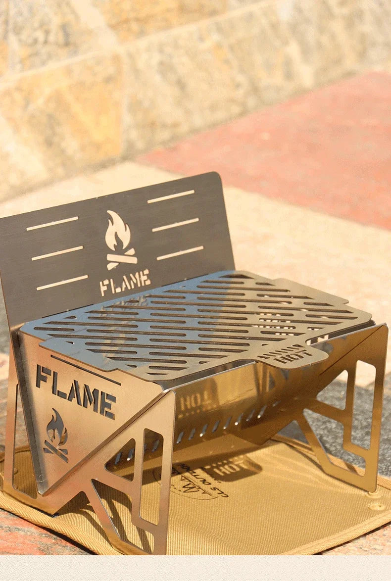 Outdoor Removable Barbecue Grill Ultra Lightweight Grill Mini Camping Stove Stainless Steel Firewood Stove