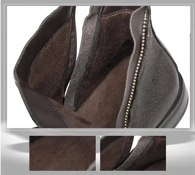 2026 Spring Autumn Ankle Boots Fashion Male Cow Genuine Leather Shoes Dual Zip Leisure Leather Boots Motorcycle Shoes Boys A049