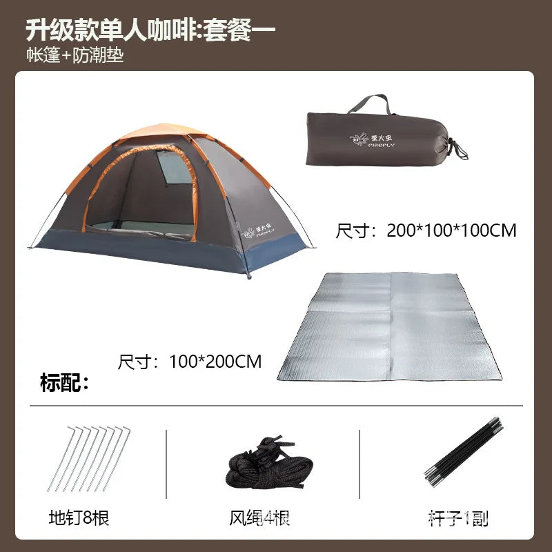 Single Camping Tent -190T Silver Plated Polyester 150D Waterproof Oxford 1.42KG Lightweight and Portable Outdoor Tent ultralight