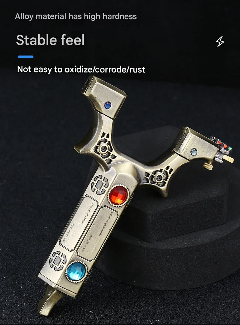 Powerful Alloy Slingshot Outdoor Hunting and Shooting Catapult High Precision Practical Quick Pressure Rubber Band Sligshot