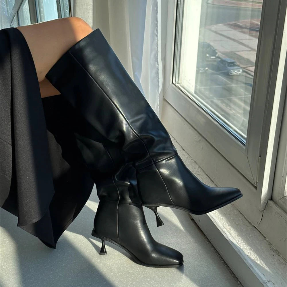 FEDONAS Fashion Women High Heels Genuine Leather Boots Autumn Winter Long Warm Knight Boots Female Shoes Woman