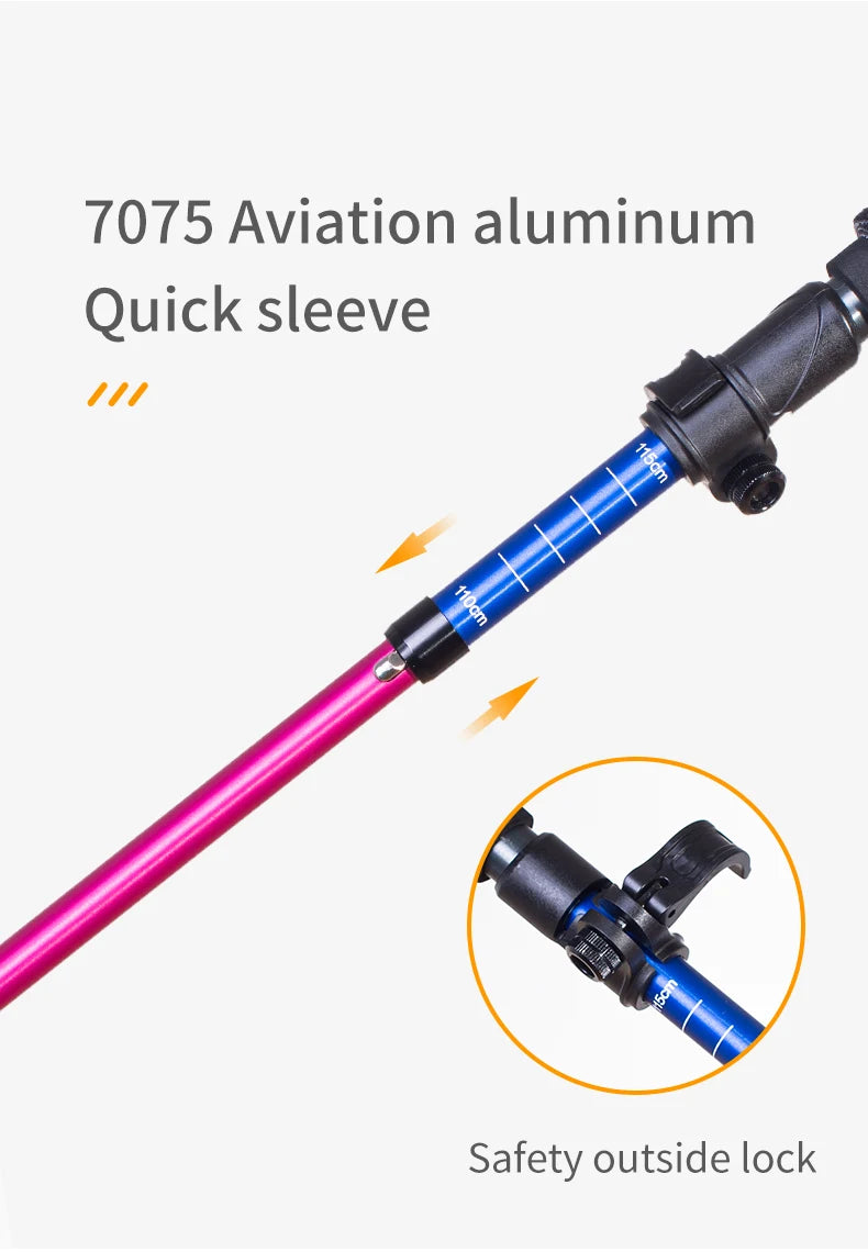 AONIJIE E4208 Rainbow Color Unisex Outdoor Hiking Pole Telescopic Adjustable Aluminum Alloy Pole Running Hiking Walking Stick