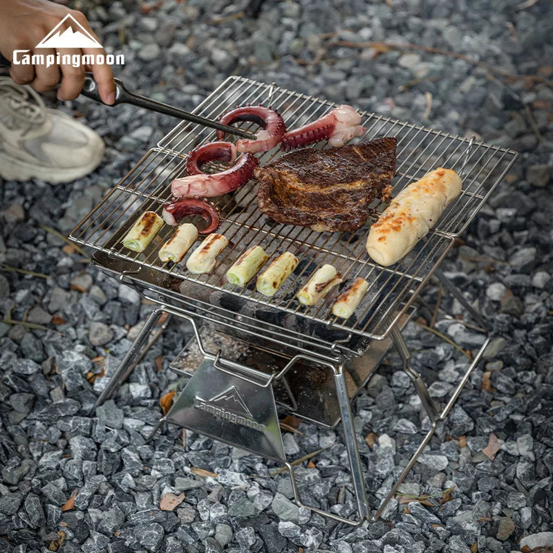 Camping Picnic BBQ Grill Campingmoon MT-2 Portable Folding Charcoal Stove 2-3 Person