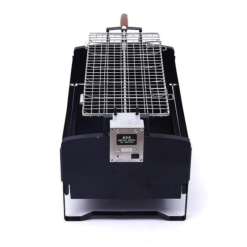 12V Automatic Stainless Steel Motorised Rotisserie Cypriot Rotating Charcoal Grill For Outdoor Camping Barbecue Grill