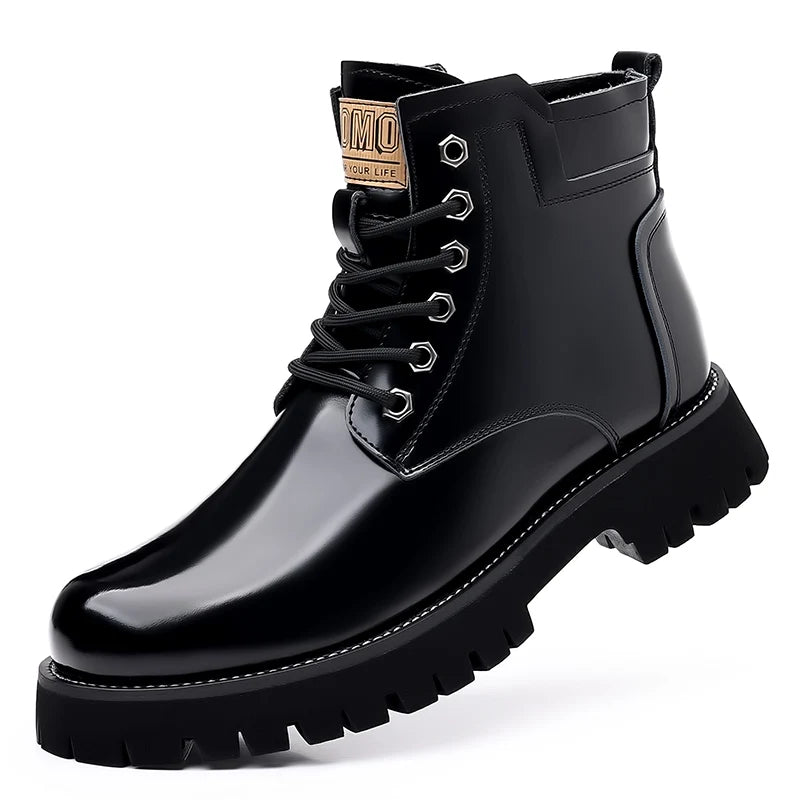 Hot Selling Men's Leather Boots Winter Thick Bottomed Work Boots British Style High Top Shoes Men's Retro Business Boots