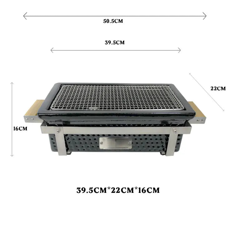 Small Ceramic Hibachi Grill - Customizable Japanese BBQ Table (Indoor/Outdoor Charcoal Grill, Portable Barbecue）