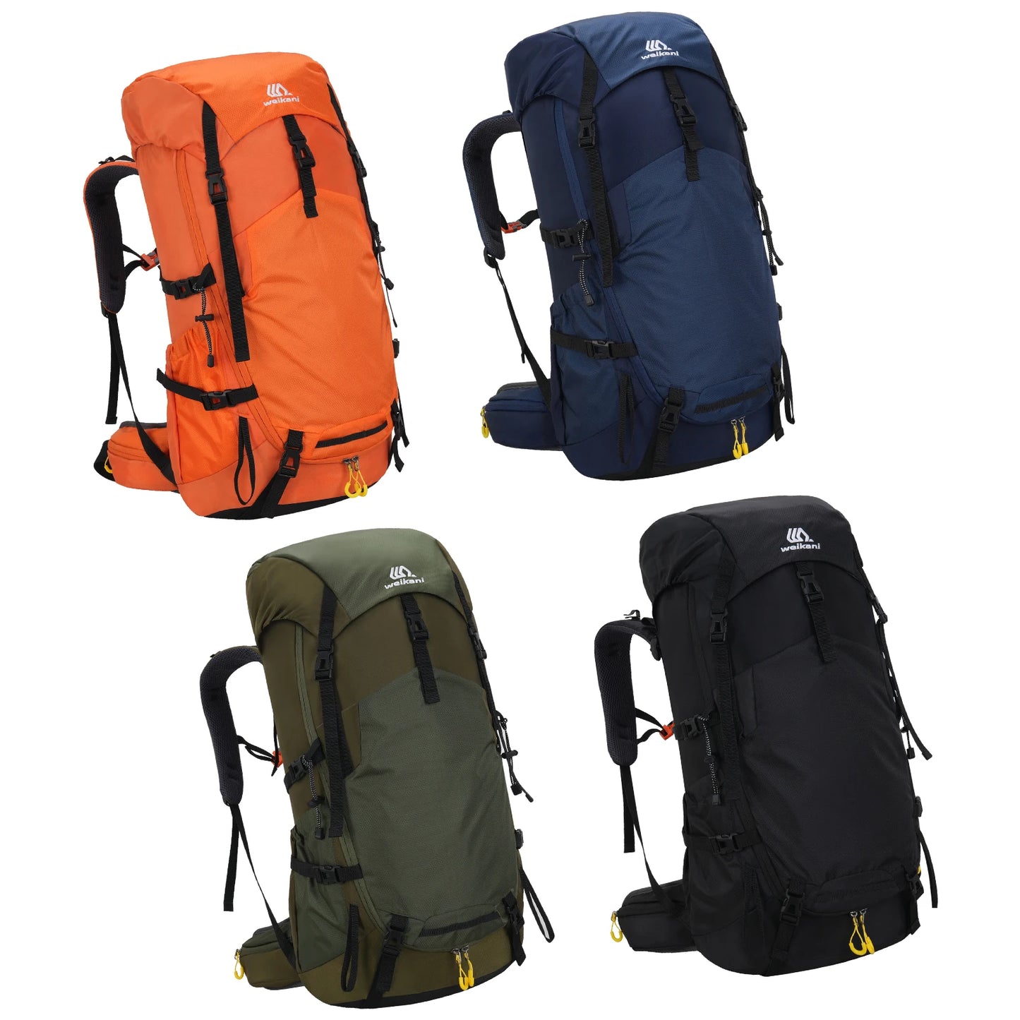 60L Nylon Mountaineering Backpack Lightweight Breathable Camping Hiking Gear with Adjustable Chest Buckle for Outdoor Camping