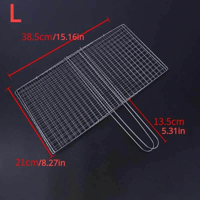 Silver Steak Meat Fish Net Size BBQ Net Tools Vegetable Barbecue Grilling Basket Grill  Rotisserie Grill  Barbecue Grill  Cucina