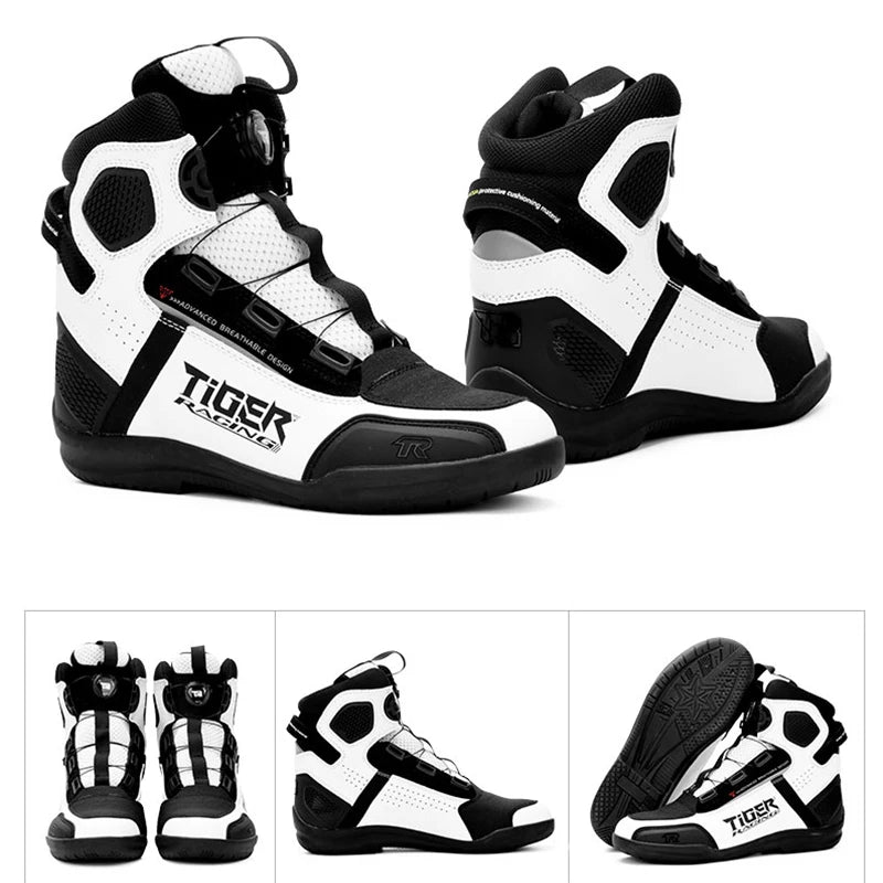TR Motorcycle Shoes Men Motorcycle Boots Breathable Riding Boots Four Seasons Women Waterproof Moto Racing Shoes Cross-country