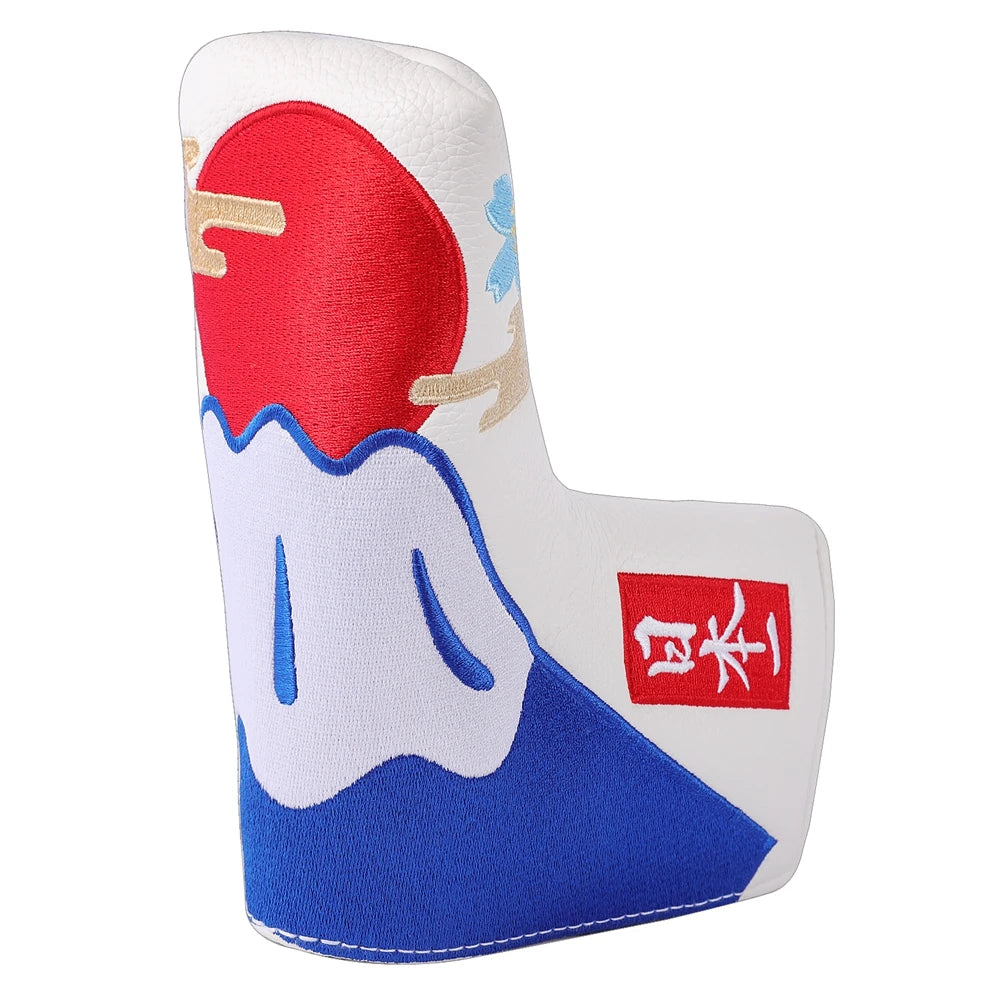 PU Leather Crane Japan Embroidery Magnetic Closure Golf Blade Putter Cover Golf Mid Mallet Putter Headcover