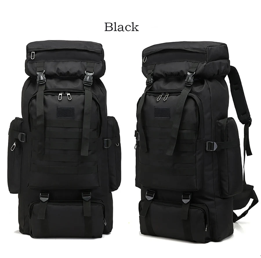 80L Waterproof Molle Camo Tactical Backpack Military Army Hiking Camping Backpack Travel Rucksack Outdoor Sports Climbing Bag