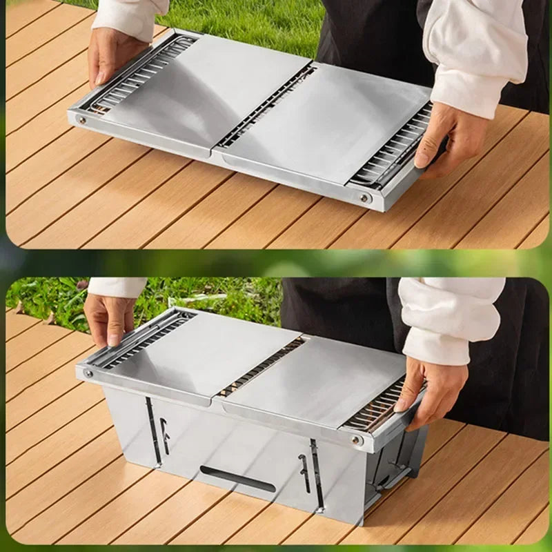 Commercial Folding BBQ Grills Portable Firewood Barbecue Utensils Cookware Brazier Charcoal Garden