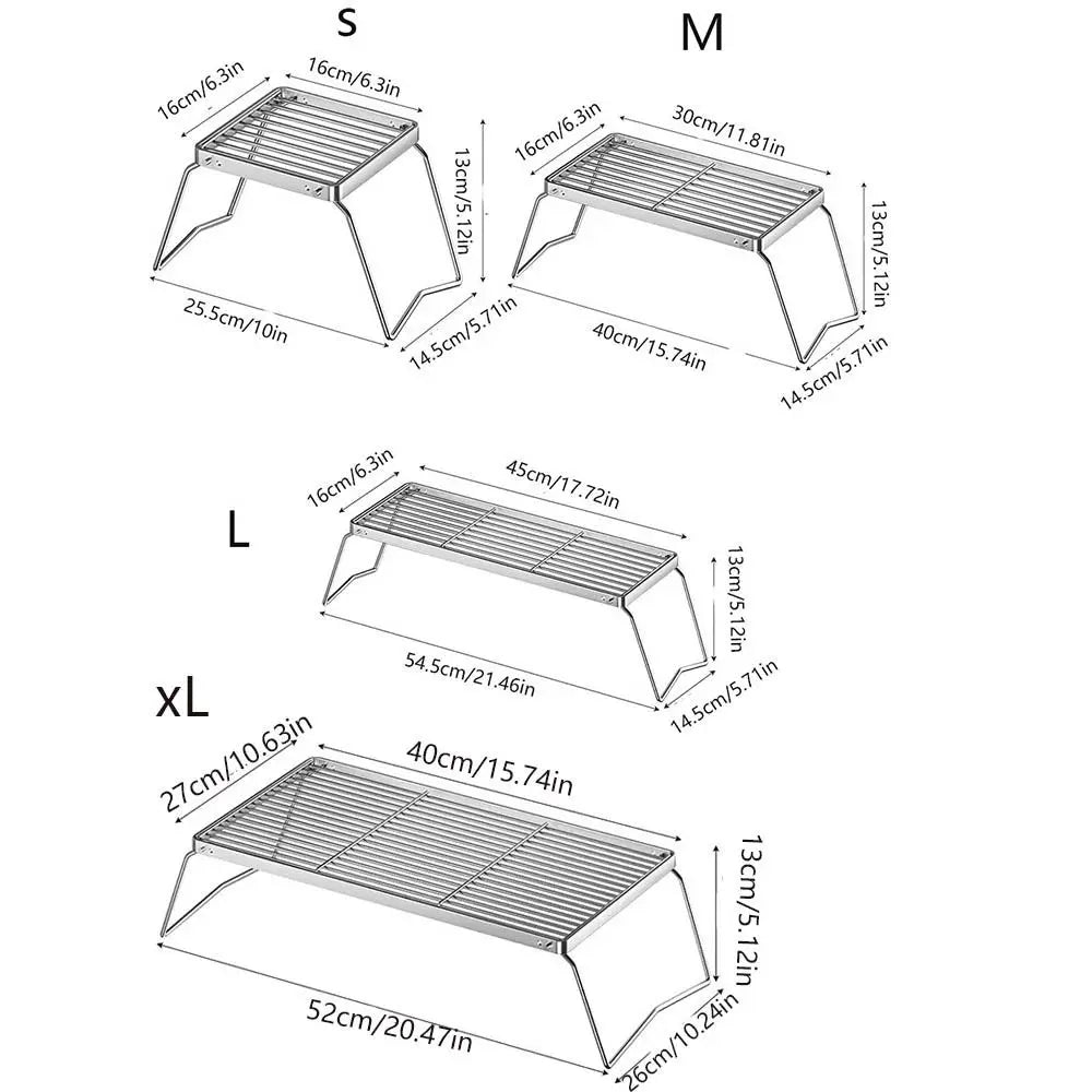 Stainless Steel Foldable Camping Grill Rack Corrosion Resistan Foldable BBQ Stove Stand Folding Heat-resistant