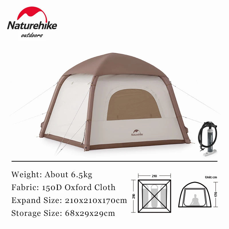 Naturehike Ango Air Outdoor Silver Coated Sunscreen Inflatable Tent Portable Camping Large Space Folding Tent Park Family Tent