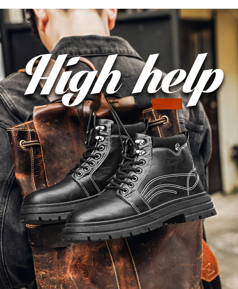 Luxury Men Boots Fashion Designer Motorcycle Boots for Men High Top Leather Casual Shoes Retro British Style Men Ankle Boots New