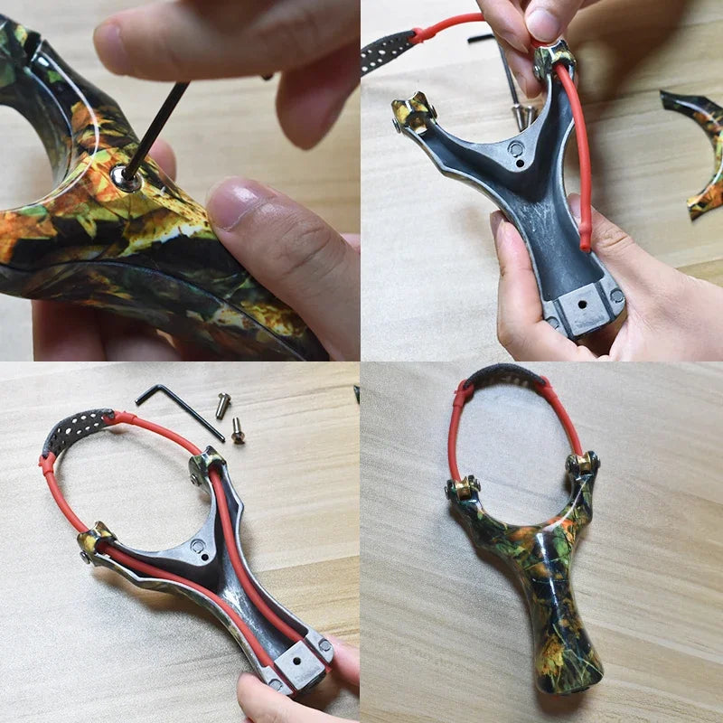 Zinc Alloy Pulley Slingshot Powerful Portable Professional Hunting Slingshot High Elastic Rubber Band For Powerful Shooting