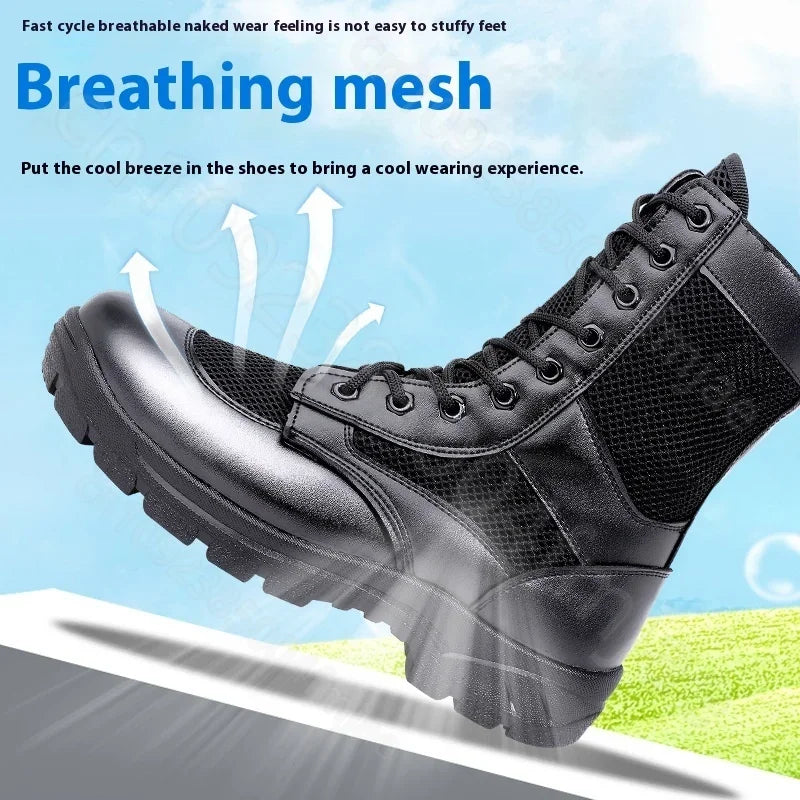Summer ultra-light combat boots comfortable mesh shoes mountaineering boots men women high-top training boots security shoes