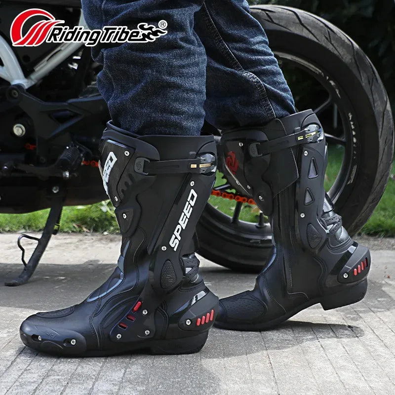 Off-Road Motorcycle Boots Men's Non-Slip Steel Toe Heavy Duty Design with Ankle Support & Shift Pad Shield for Dirt Bike