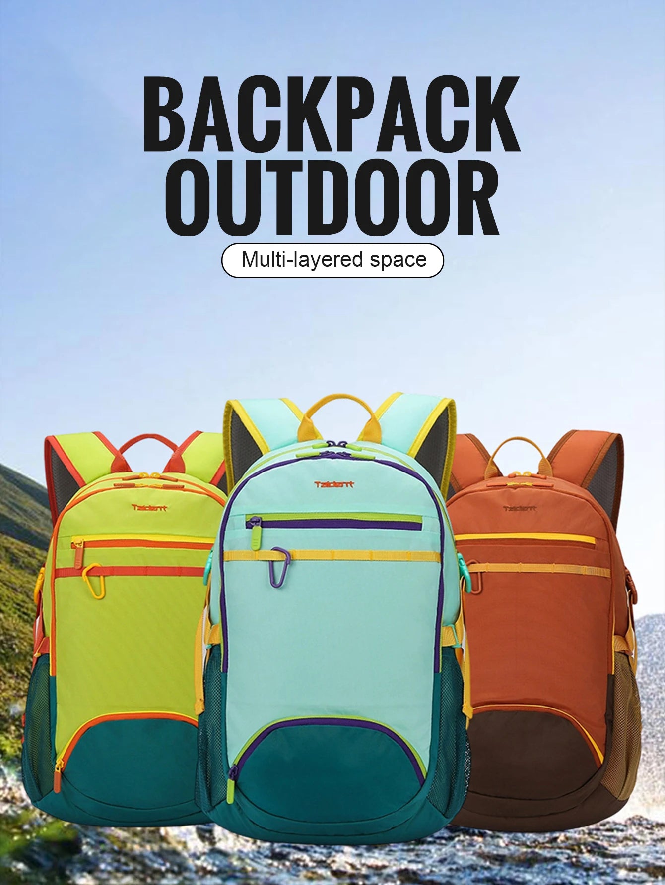 WRELS Backpack Camping Bag Large Capacity Backpack Lightweight Waterproof Mountaineering Bag Breathable Casual Travel Backpack