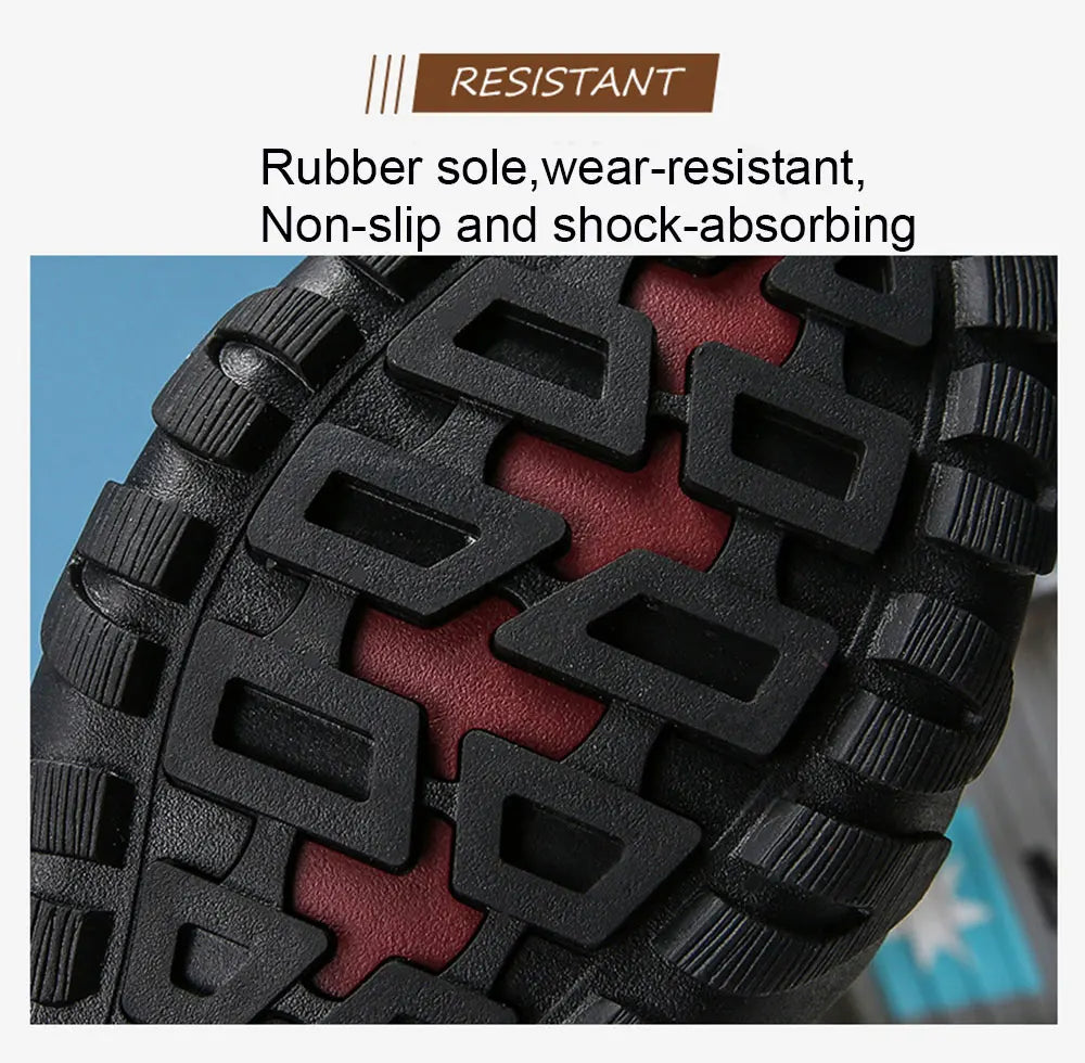 Motorcycle Winter Snow Boots Thickened Thermal Plush Boots Waterproof Outdoor Hiking Shoes Cow Leather Warm Skiing For Men