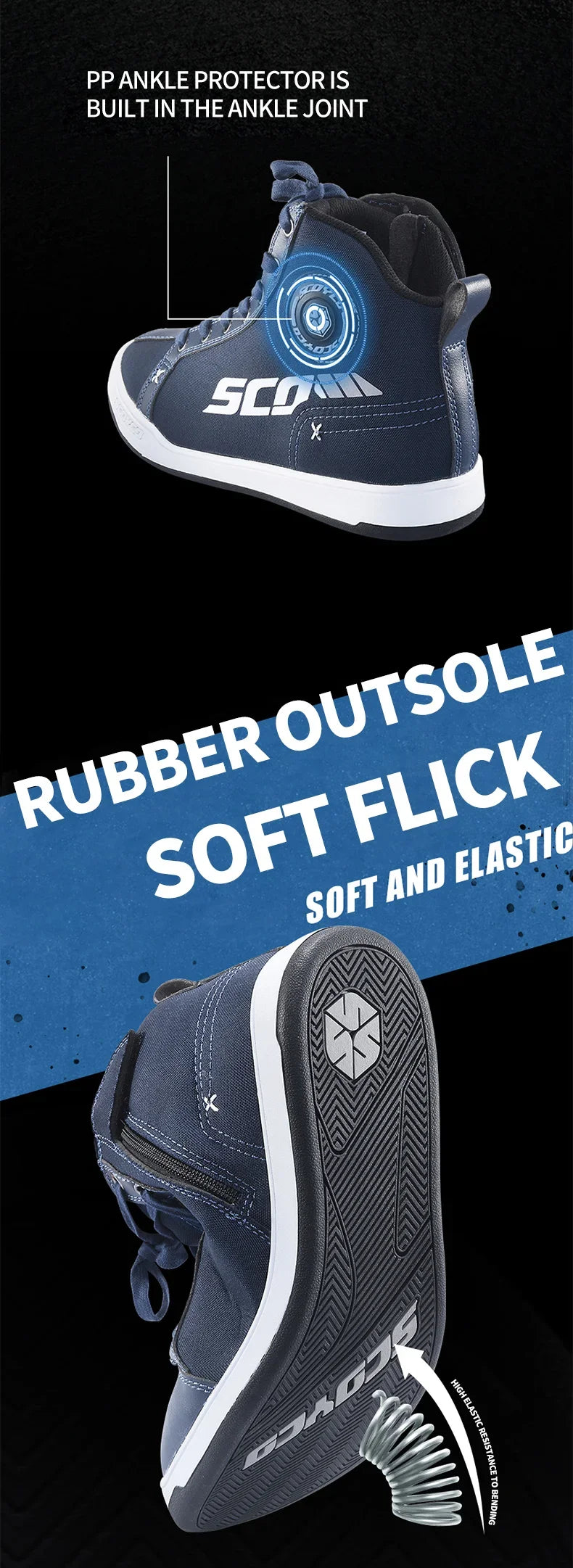 SCOYCO Commuter Motorcycle Riding Shoes Fashion Casual Hundred Crash Shoes Breathable Canvas Riding Motorcycle Boots MT068