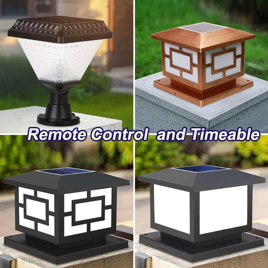 Outdoor Led Solar Garden Lights Dimming Timed Column Light Post Lamp Pillar Light Modern LED for Home Villa Garden Patio Decor