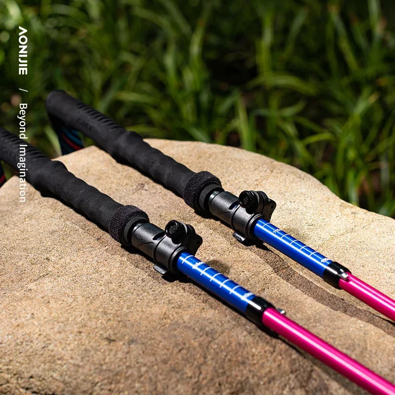 AONIJIE E4208 Rainbow Color Unisex Outdoor Hiking Pole Telescopic Adjustable Aluminum Alloy Pole Running Hiking Walking Stick