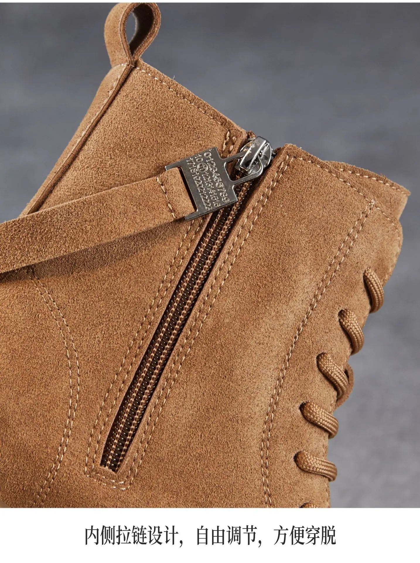 6.5cm Cow Suede Genuine Leather Women Booties Elthnic Pumps Comfy Ankle Knee High Spring Motorcycle Shoes Flats Platform Wedge