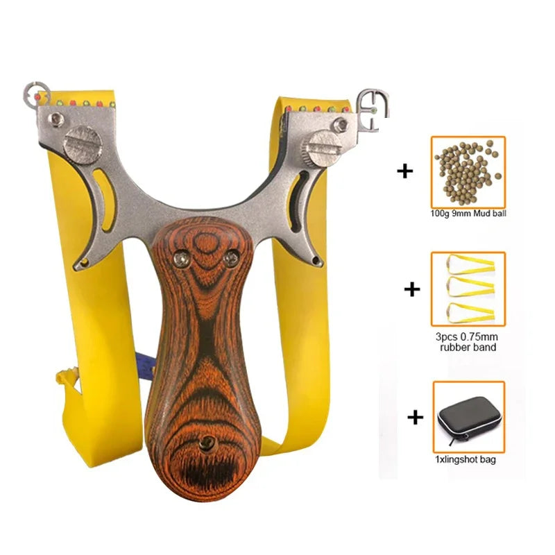 Professional Hunting Slingshot High Quality Stainless Steel Catapult with Flat Rubber Band Outdoor Shooting Game Sling Shot Set
