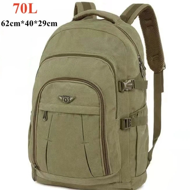 55L 70L Canvas Sports Backpack Men Outdoor Hiking Camping Travel Bag Luggage Rucksack Large Capacity Climbing Tactical Backpack