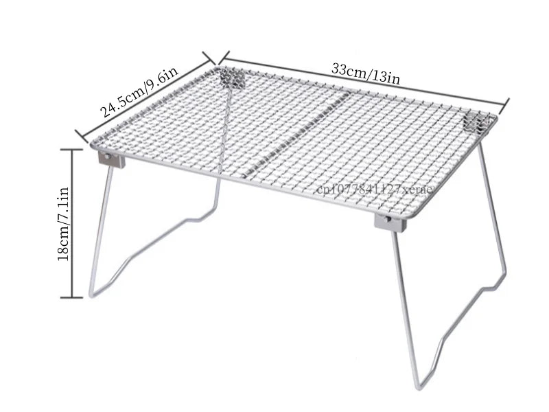 Outdoor Pure Titanium Grill Camping Table Portable Lightweight Net BBQ Wire Mesh Grate Mini Foldable Cooking Pot Rack