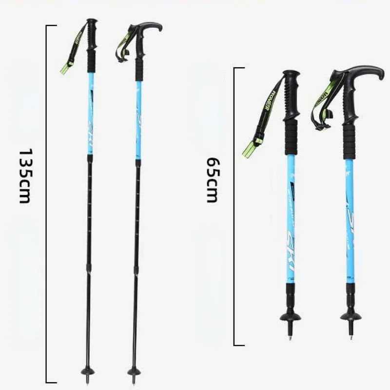1PCS Ultralight Folding Multifunction Trekking Pole Portable Anti Shock Alpenstock Snow Walking Stick Outdoor Climbing Hiking