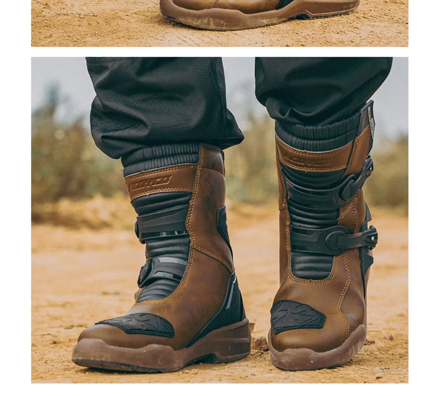 Scoyco Enduro Motorcycle Boots Waterproof Motorcyclist Botas Brown Leather Motocross Boots Off Road Racing Black For Men Knight