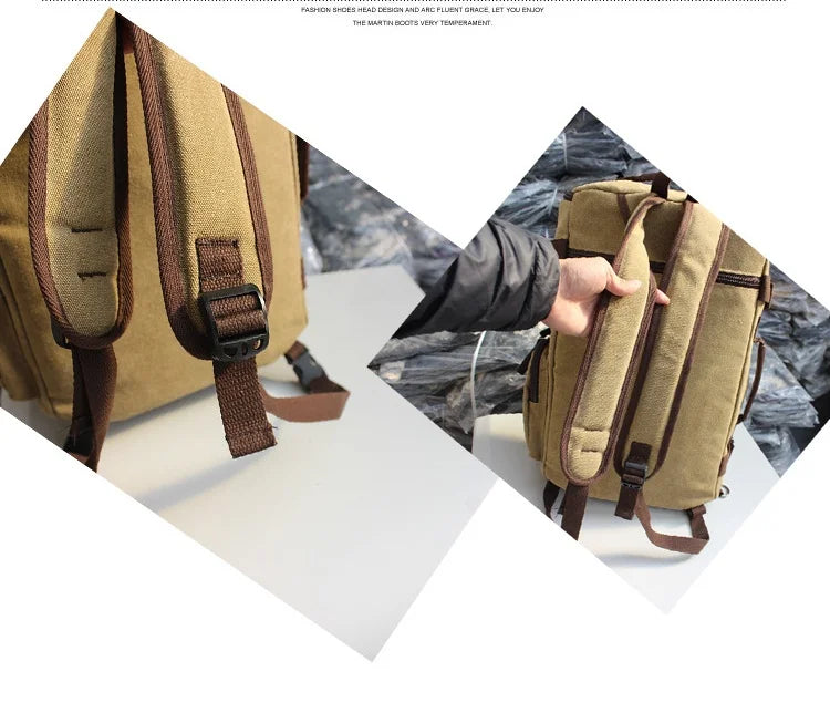 Outdoor Hiking Camping Canvas Backpack Large Capacity Tactical Travel Climbing Bag Luggage Handbag Men Women Computer Rucksack