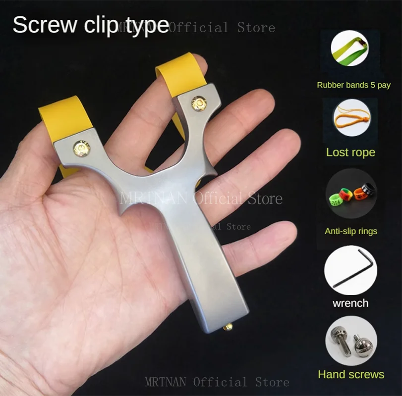 Slingshot Titanium Alloy High Quality Shooting Slingshot Hunting Flat Rubber Band Catapult Outdoor Sports Accessories