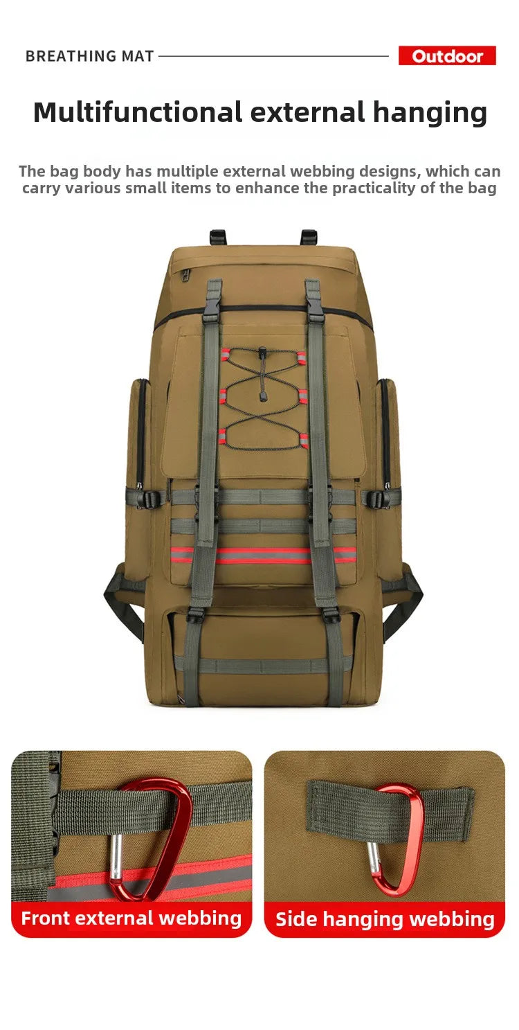 130L Large Capacity Mountaineering Bag Suitable  Outdoor Travel Camping Climbing Adventure Multifunctional Waterproof  Backpack
