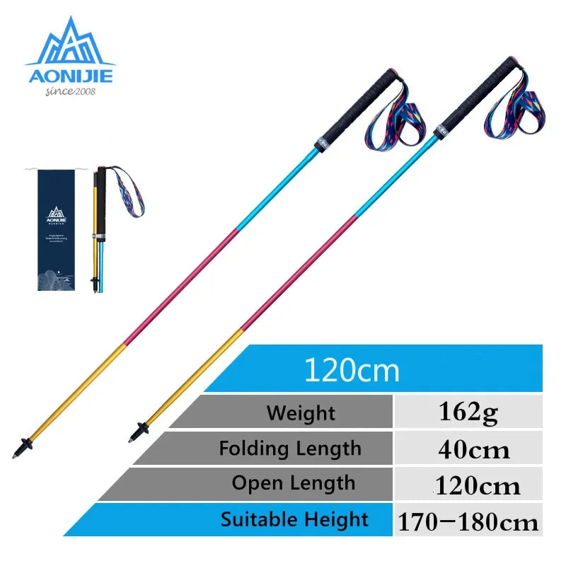 AONIJIE E4201 M-Pole Folding Ultralight Quick Lock Trekking Poles Hiking Pole Race Running Outdoor Walking Stick Carbon Fiber