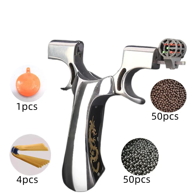New High-Precision Slingshot 304 Stainless Steel Outdoor Powerful Shooting Slingshot Catapult Set