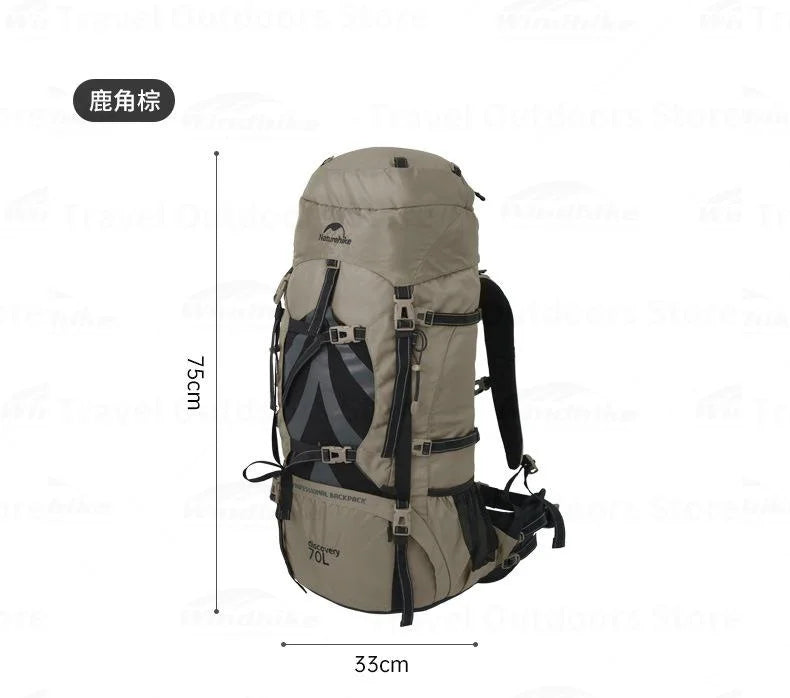 Naturehike Outdoor Backpack Mountaineering Bag 70+5L Large Capacity Trekking Bags CR Carrying System 420D Nylon Camping Hiking