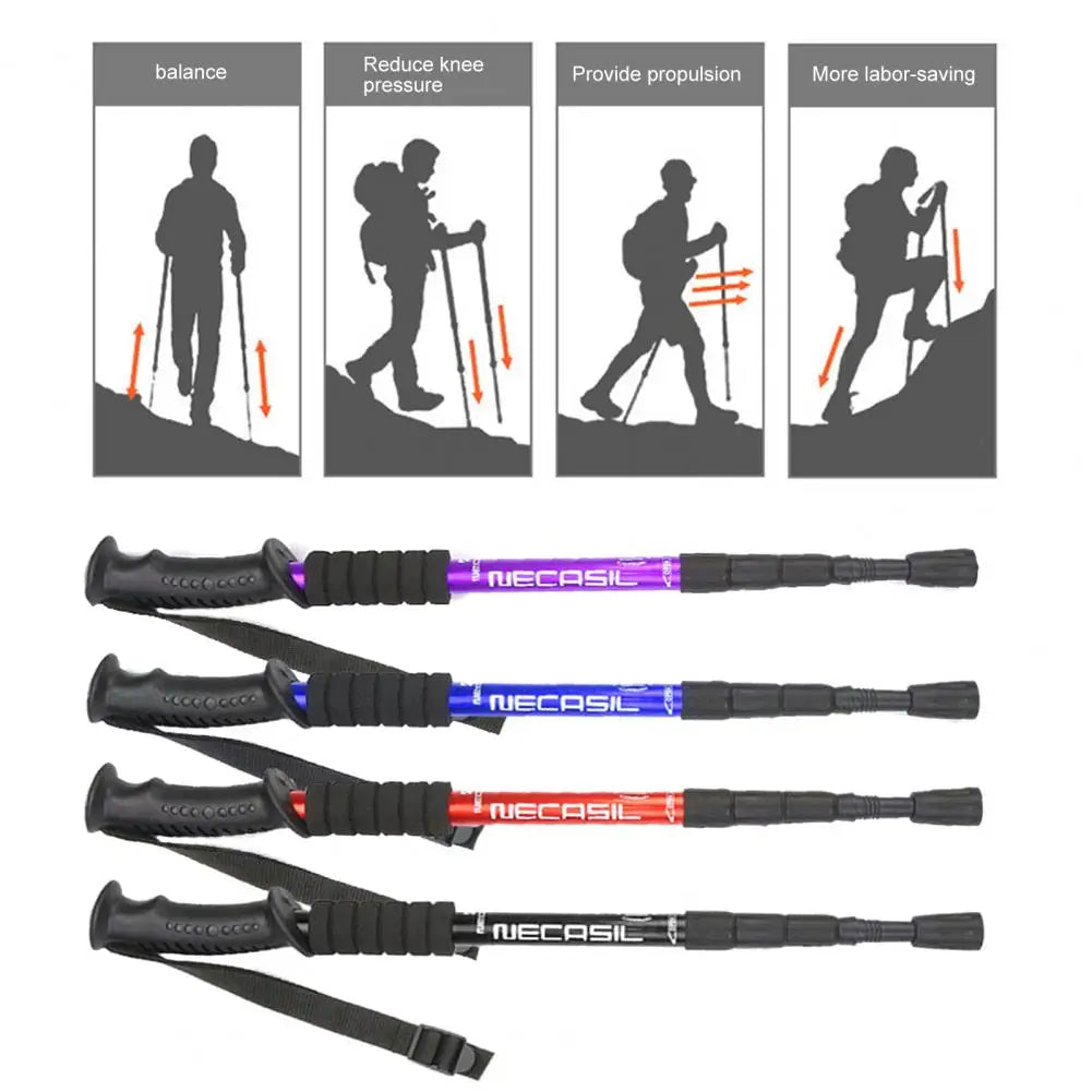 Trekking Poles Flexible Anti-rust Accessory Four-section Telescopic Trekking Poles Ultralight Hiking Travel Non-slip Stick