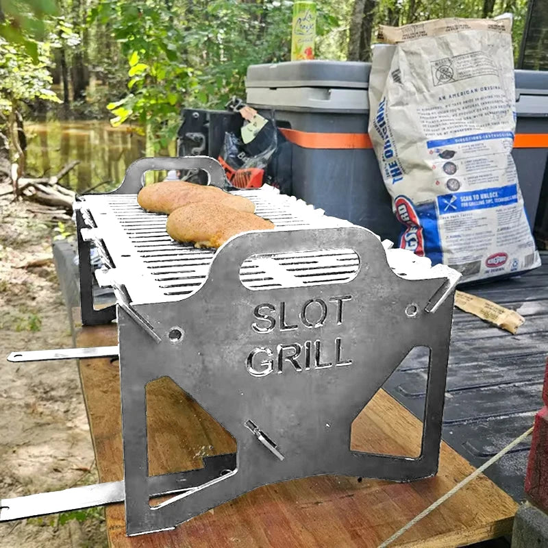 Outdoor Camping Folding Barbecue Stainless Steel Portable Charcoal Barbecue Grill Outdoor Camping Tools Durable with Handles