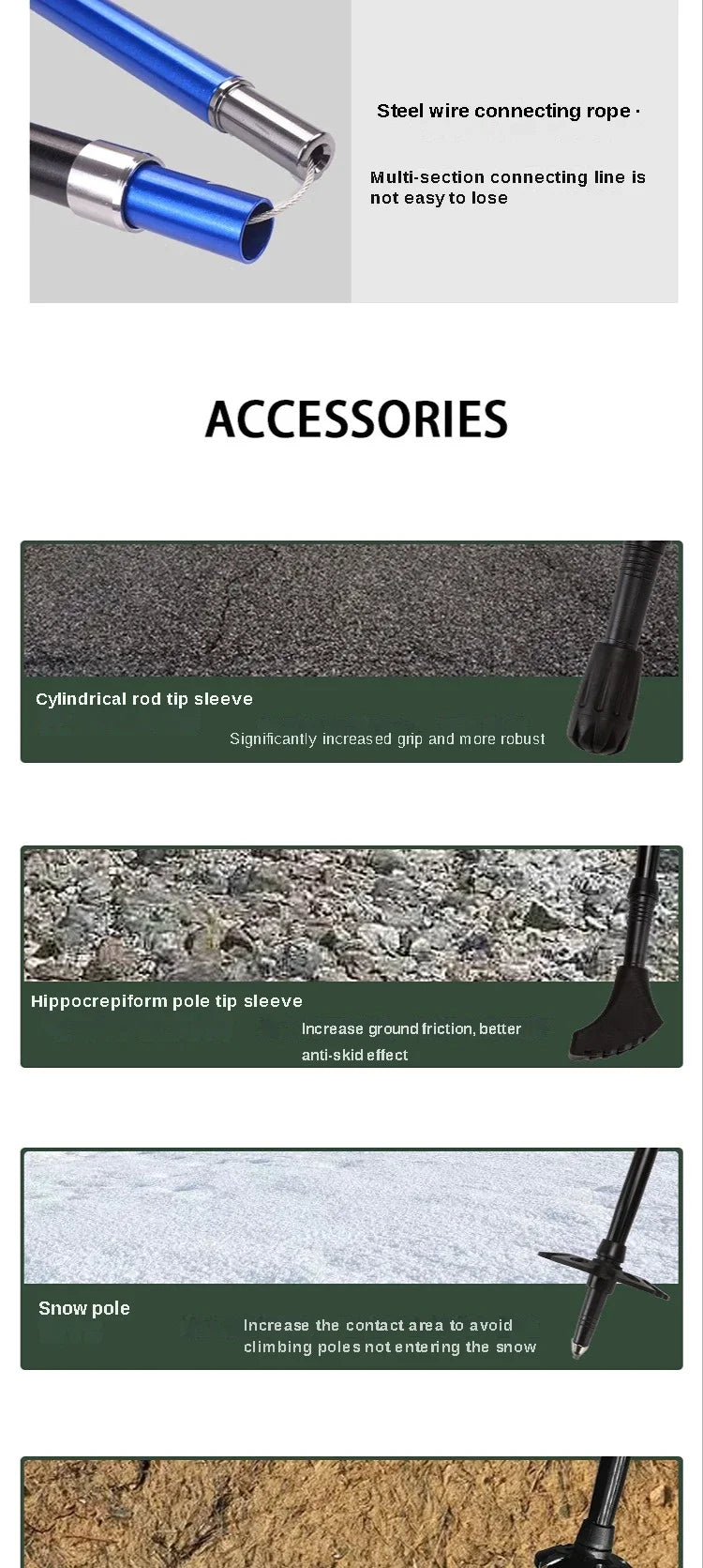 2PCS Aluminum Outdoor Hiking Anti Shock Walking Sticks Telescopic Trekking Climbing Poles Ultralight Walking Canes