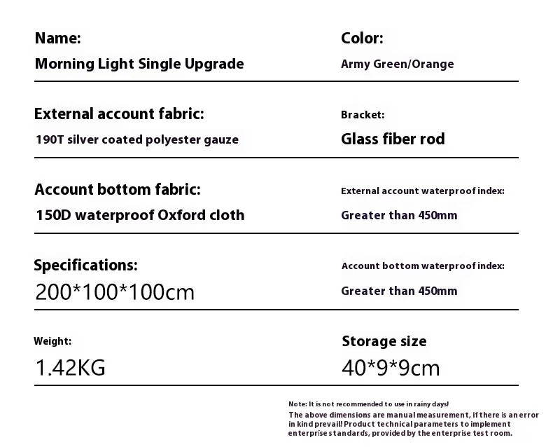 Single Camping Tent -190T Silver Plated Polyester 150D Waterproof Oxford 1.42KG Lightweight and Portable Outdoor Tent ultralight