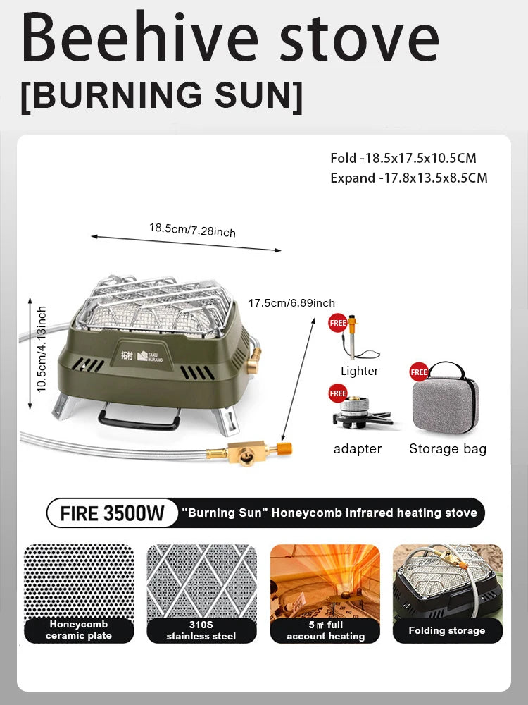 Portable Mini Dual-purpose Outdoor Multifunctional Heating Stove, Infrared Stove, Camping Stove Head Winter Camping for Heating